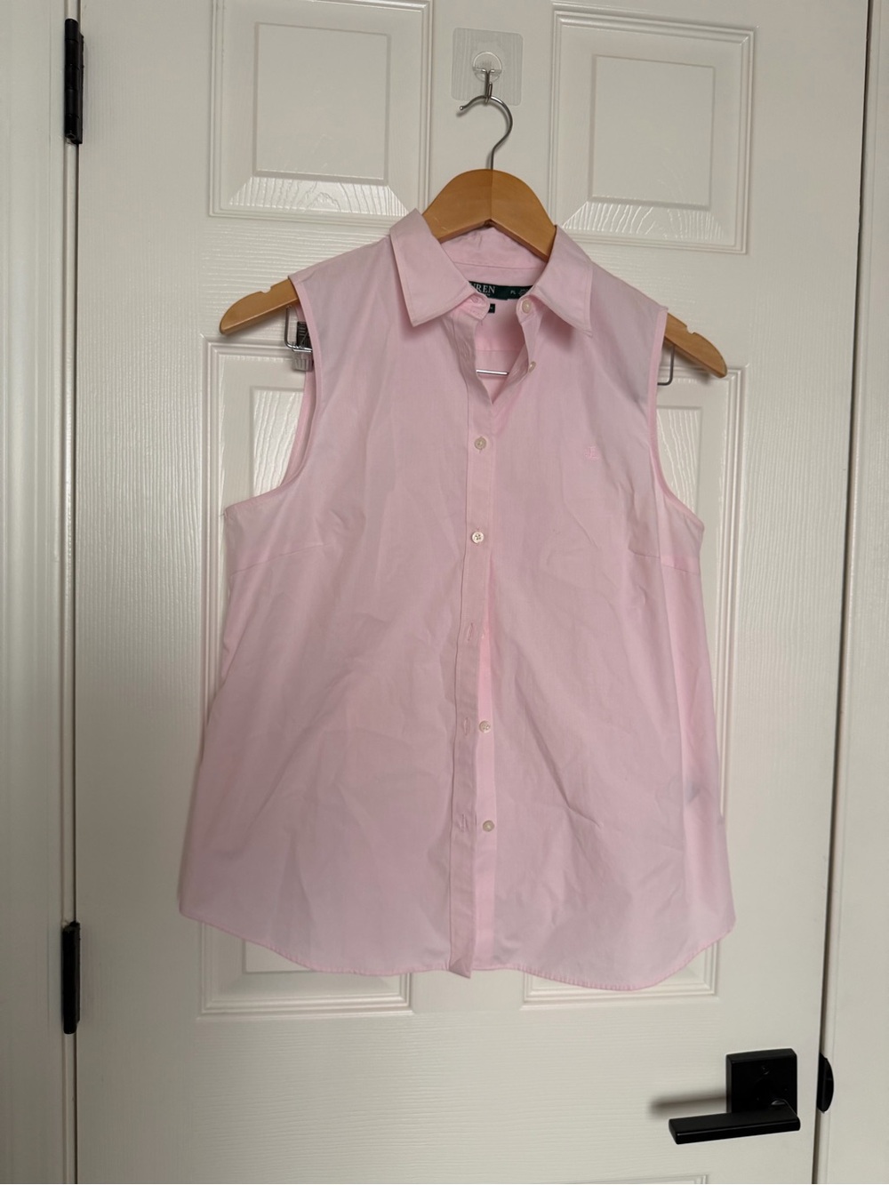 Lauren by Ralph Lauren Sleeveless Summer Pink Button-Front Shirt